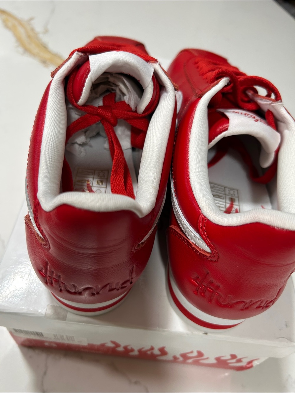 Men’s Red Athletic Sneakers with White Swoosh - Picture 3 of 5